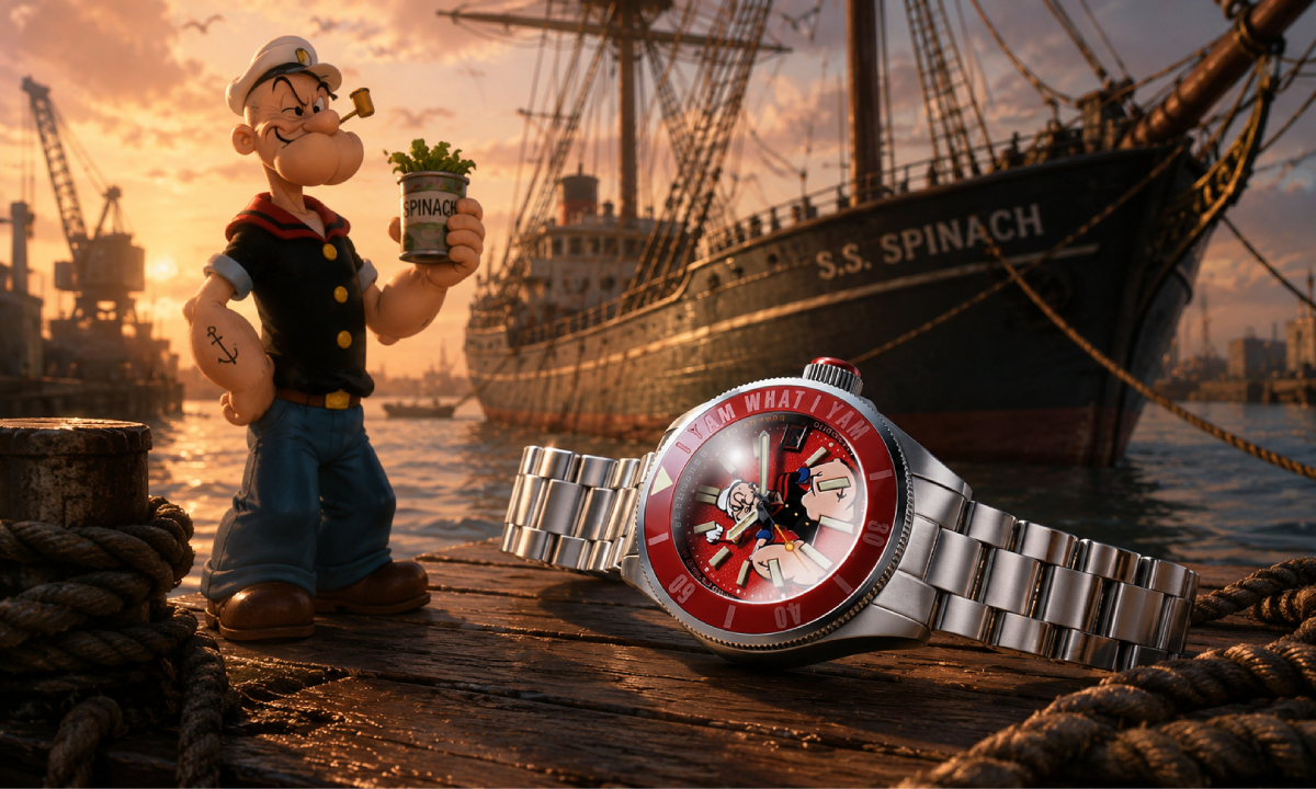 Popeye és a Spinnaker mélytengeri búvárjának egymásra találása – itt a Spinnaker Piccard Automatic Popeye Forearm Fury